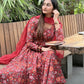 Red Floral Anarkali Suit Set