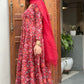 Red Floral Anarkali Suit Set